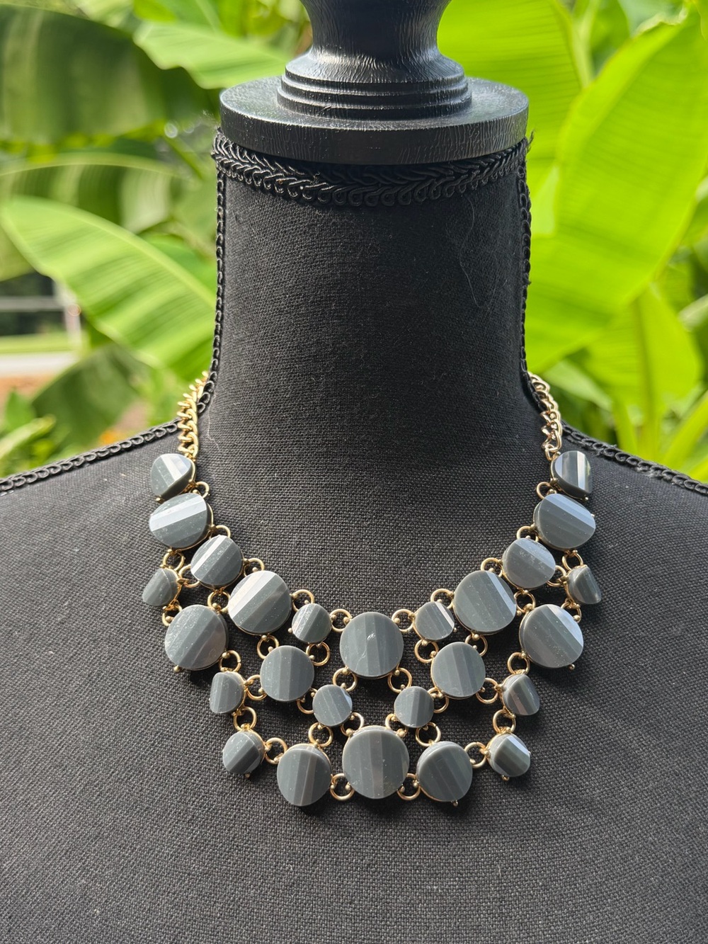 Y2K Elegant Multi-Tier Gray Statement Necklace